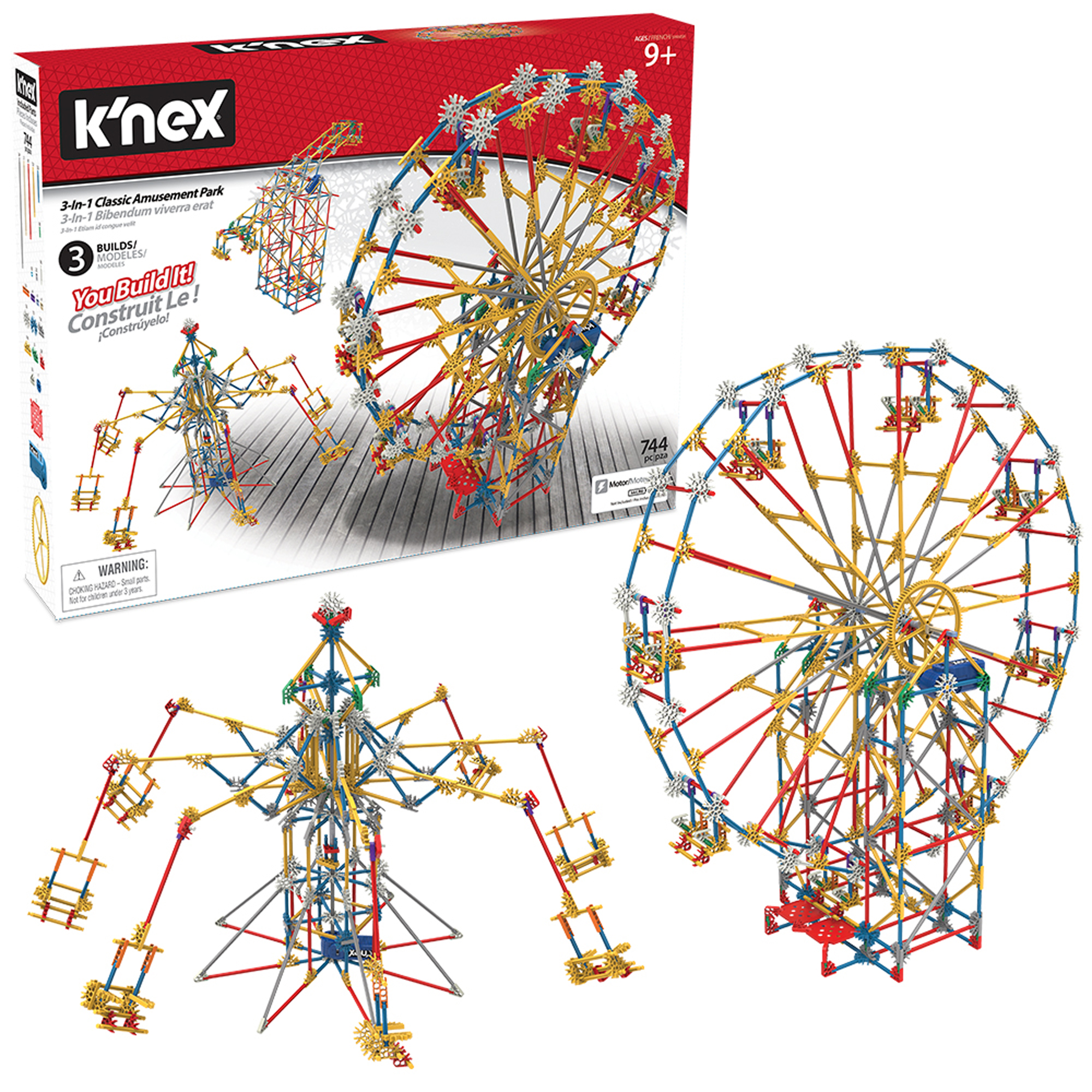K'NEX Thrill Rides - 3-in-1 Classic Amusement Park Building Set - 744 Pieces - Ages 9 Engineering Education Toy - image 1 of 6