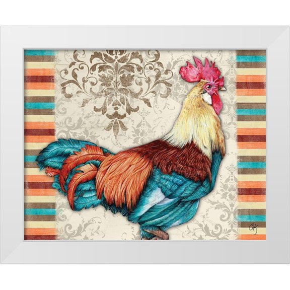 K, Onna 14x12 White Modern Wood Framed Museum Art Print Titled - Golden Rooster II