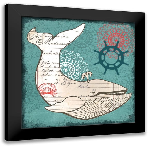 K, Onna 20x20 Black Modern Framed Museum Art Print Titled - Nautical Whale