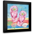 thumbnail image 1 of K, Onna 20x24 Black Modern Framed Museum Art Print Titled - Summer Splash Flip Flops, 1 of 5