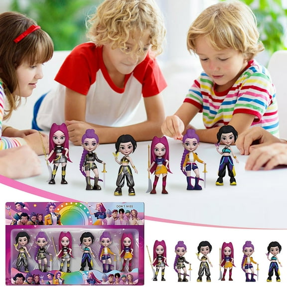 K PO.P Action Figures Gifts Box, 6 Pcs K PO.P Action Figure Set Gifts Box, K PO.P Collectible Scale Action Figure, Office Room Figurine Decor for Fans