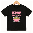 thumbnail image 1 of K-Pop And Ramen Girls Graphic Tee, Cute Japanese Anime Bowl 100% Cotton Kids Short Sleeve T-Shirt, 1 of 5
