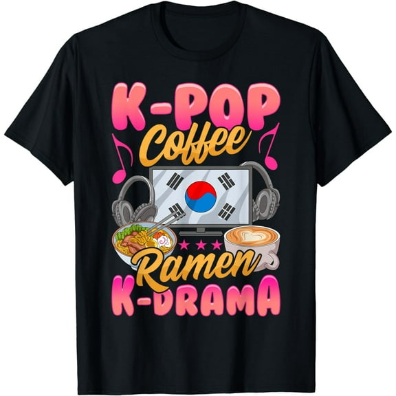 K-Pop Coffee Ramen K-Drama Music Korean TV Merchandise Gift T-Shirt
