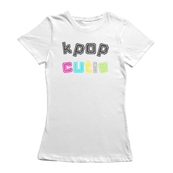 K Pop Cutie Led Light Design Graphic Women White T-Shirt, Female Large
