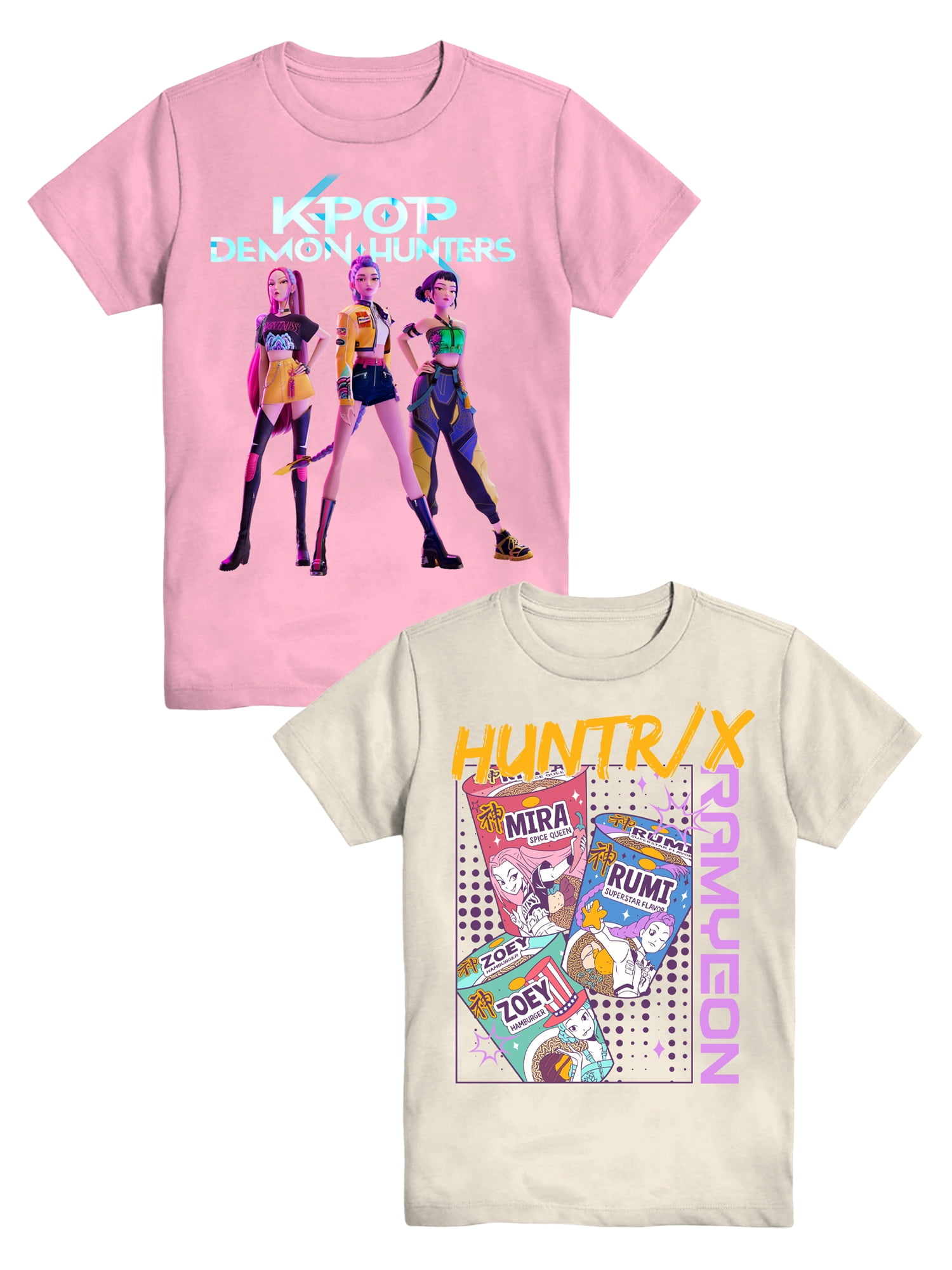 K-Pop Demon Hunters Boys' Graphic 2-Piece Set T-Shirts, Candy Pink