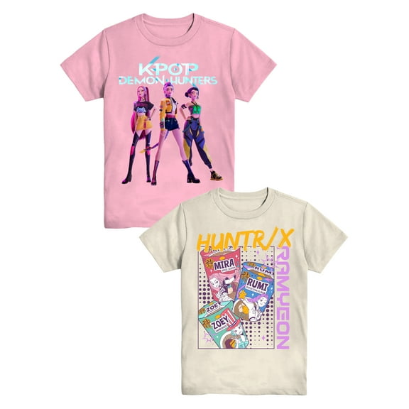 K-Pop Demon Hunters Boys' Graphic 2-Piece Set T-Shirts, Candy Pink and Light Birch, Sizes 4-18