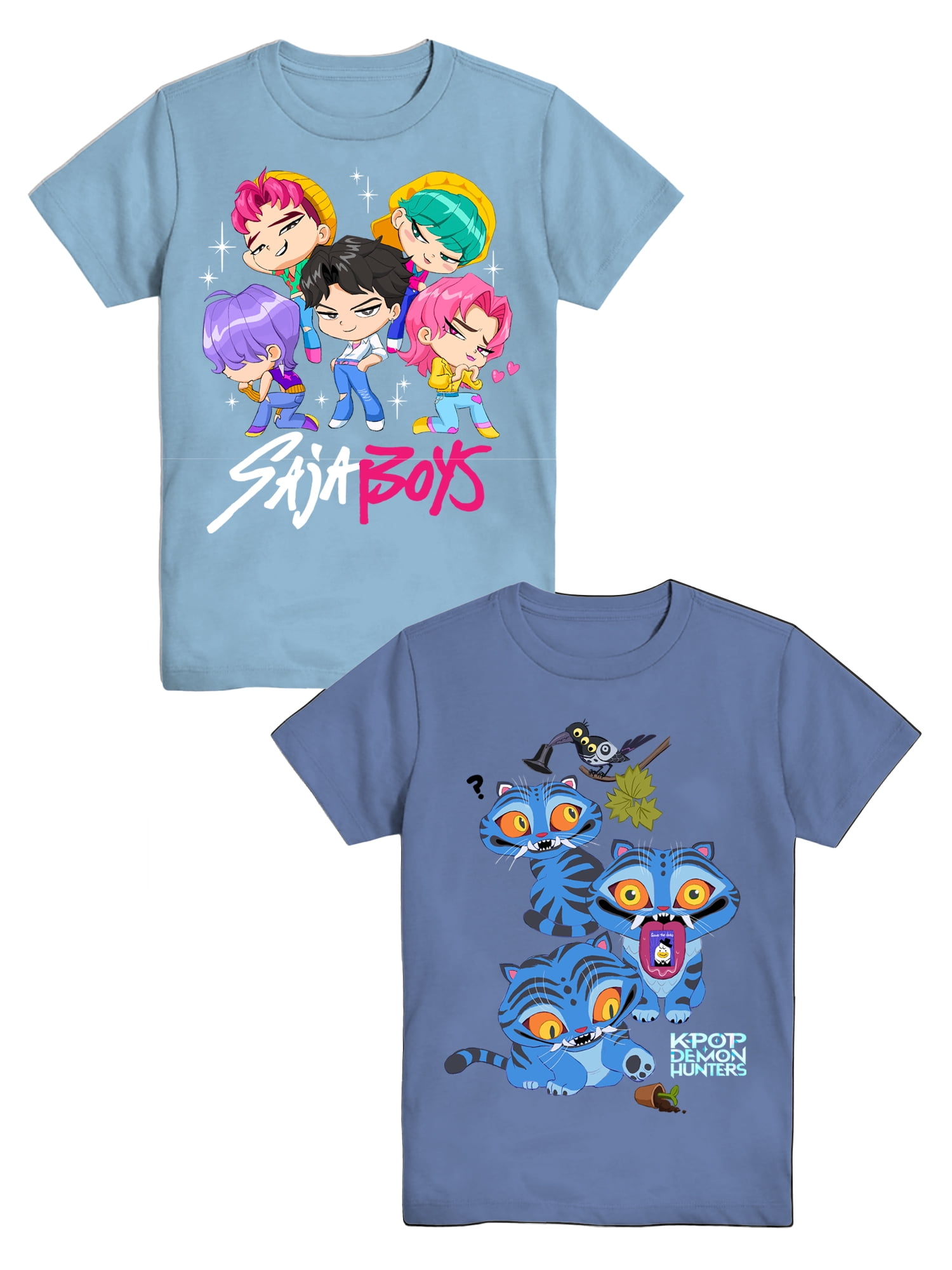 K-Pop Demon Hunters Boys' Graphic 2-Piece Set T-Shirts, Platinum