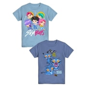 K-Pop Demon Hunters Boys' Graphic 2-Piece Set T-Shirts, Light Blue and Cool Peri, Sizes 4-18