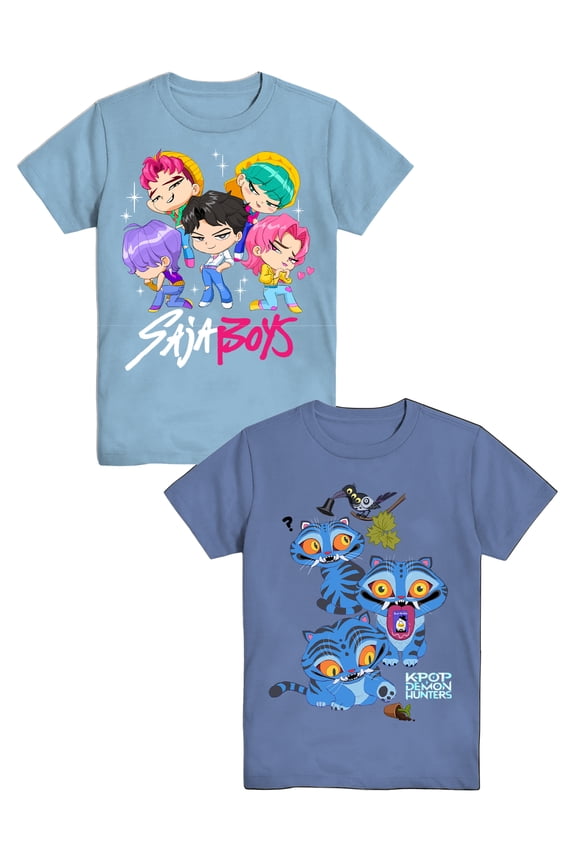 Boys' Graphic 2-Piece Set T-Shirts, Light Blue and Cool Peri, Sizes 4-18