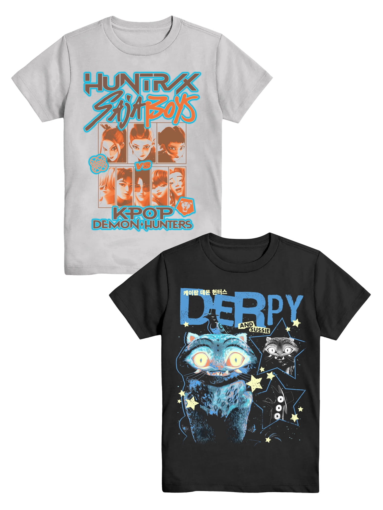 K-Pop Demon Hunters Boys' Graphic 2-Piece Set T-Shirts, Platinum