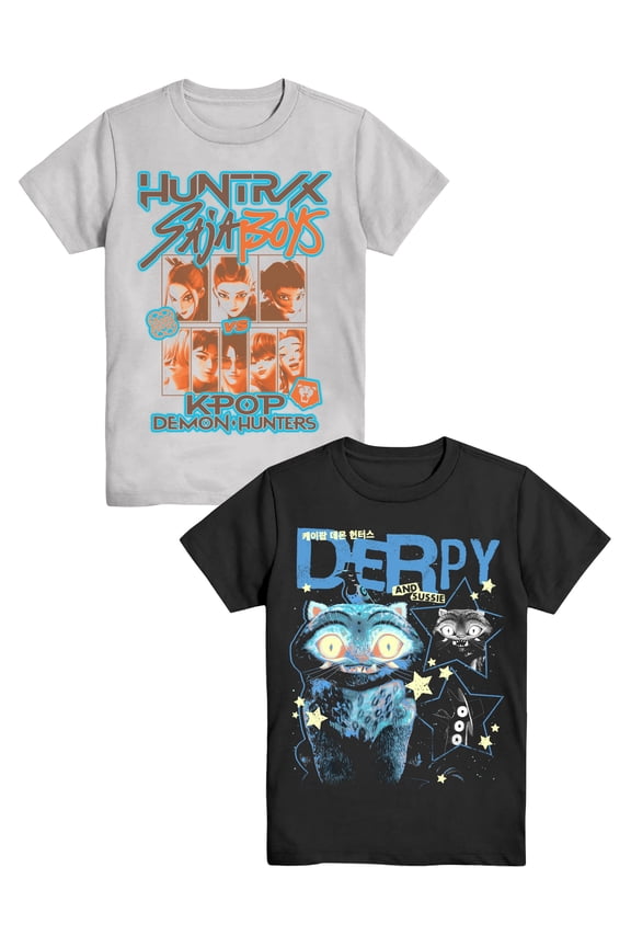 Boys' Graphic 2-Piece Set T-Shirts, Platinum Silver and Charcoal Dust, Sizes 4-18