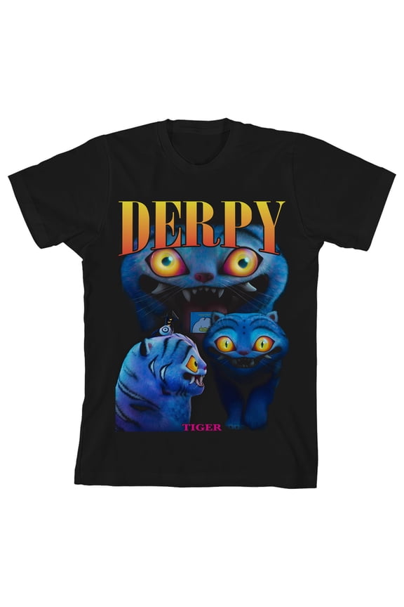 K-Pop Demon Hunters Derpy Tiger Youth Boys Graphic Tee 10-Color Screen Print Short Sleeve Crew Neck Officially Licensed Netflix-XXL