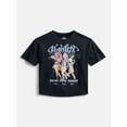 thumbnail image 1 of K Pop Demon Hunters Girl’s Boxy Mineral Washed Halloween Crewneck Tee with Short Sleeves, Sizes 4-16, 1 of 8