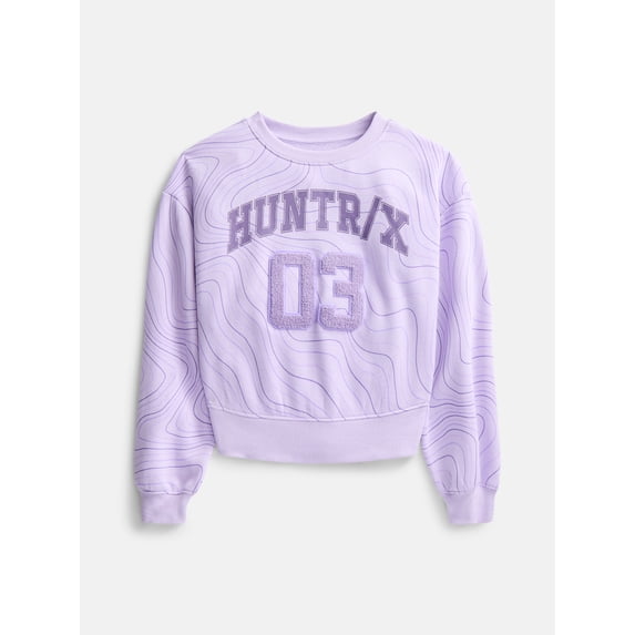 K Pop Demon Hunters Huntrix Girls Graphic Fleece Crewneck Sweatshirt, Sizes 4-16