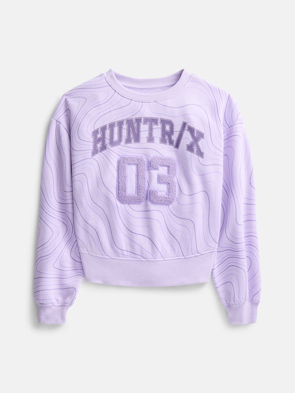 K Pop Demon Hunters Huntrix Girls Graphic Fleece Crewneck Sweatshirt, Sizes 4-16