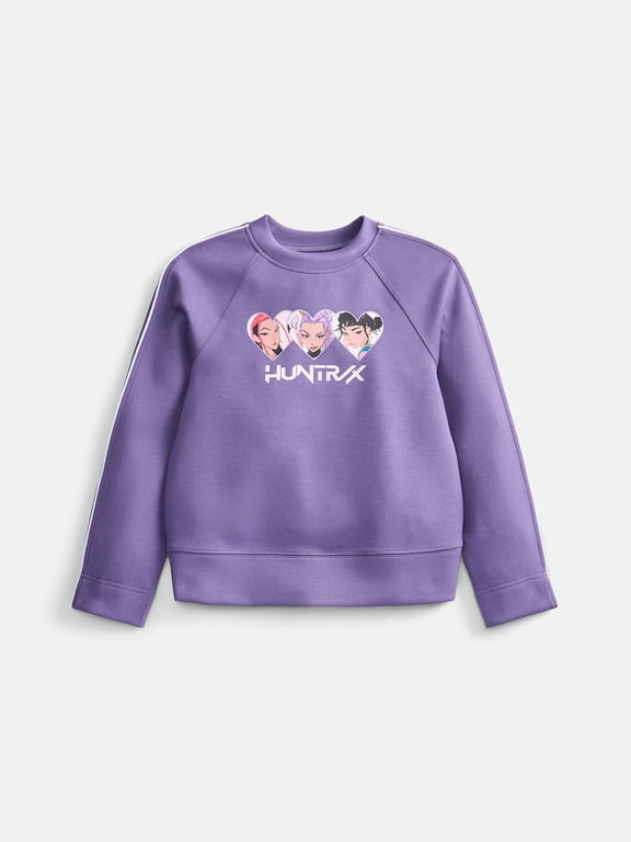 K Pop Demon Hunters Huntrix Girls Graphic Scuba Crewneck Sweatshirt, Sizes 4-16