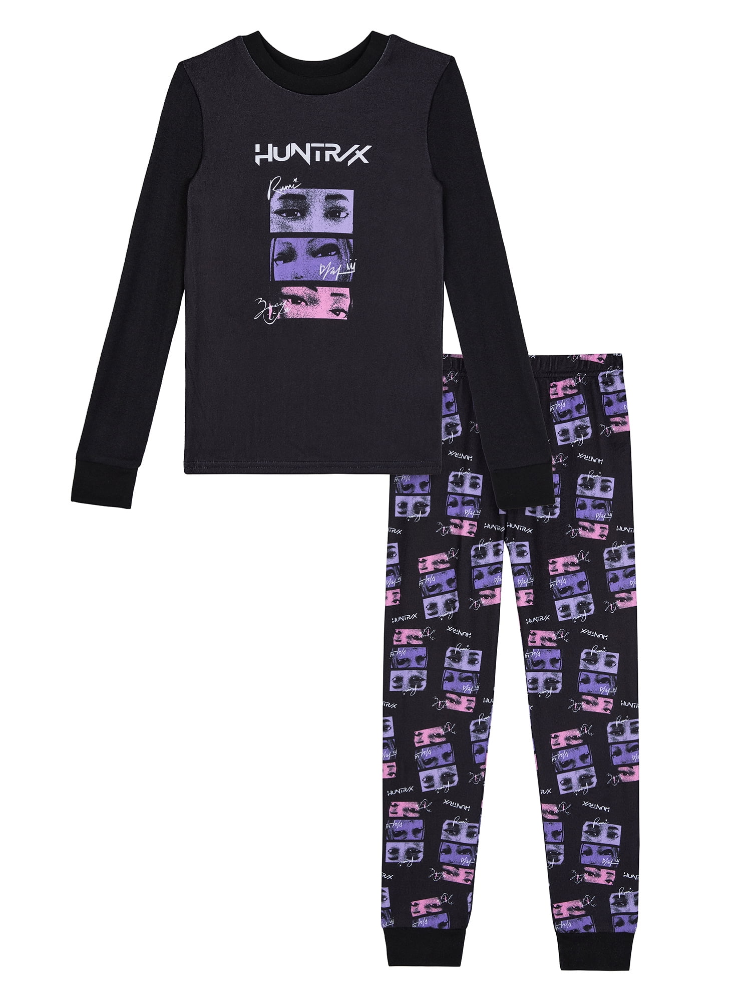 K-Pop Demon Hunters Girls Long Sleeve Snug Fit Top and Pant Pajama Set, 2-Piece, Sizes 6-10