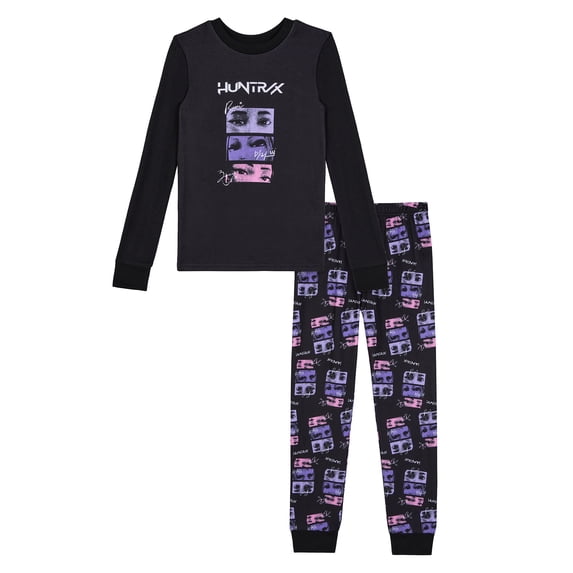 K-Pop Demon Hunters Girls Long Sleeve Snug Fit Top and Pant Pajama Set, 2-Piece, Sizes 6-10
