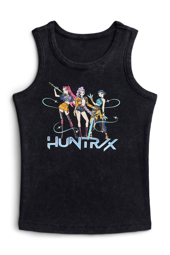 KPop Demon Hunters Girls Huntrix Trio Mineral Wash Graphic Tank Top, Sizes 4-16