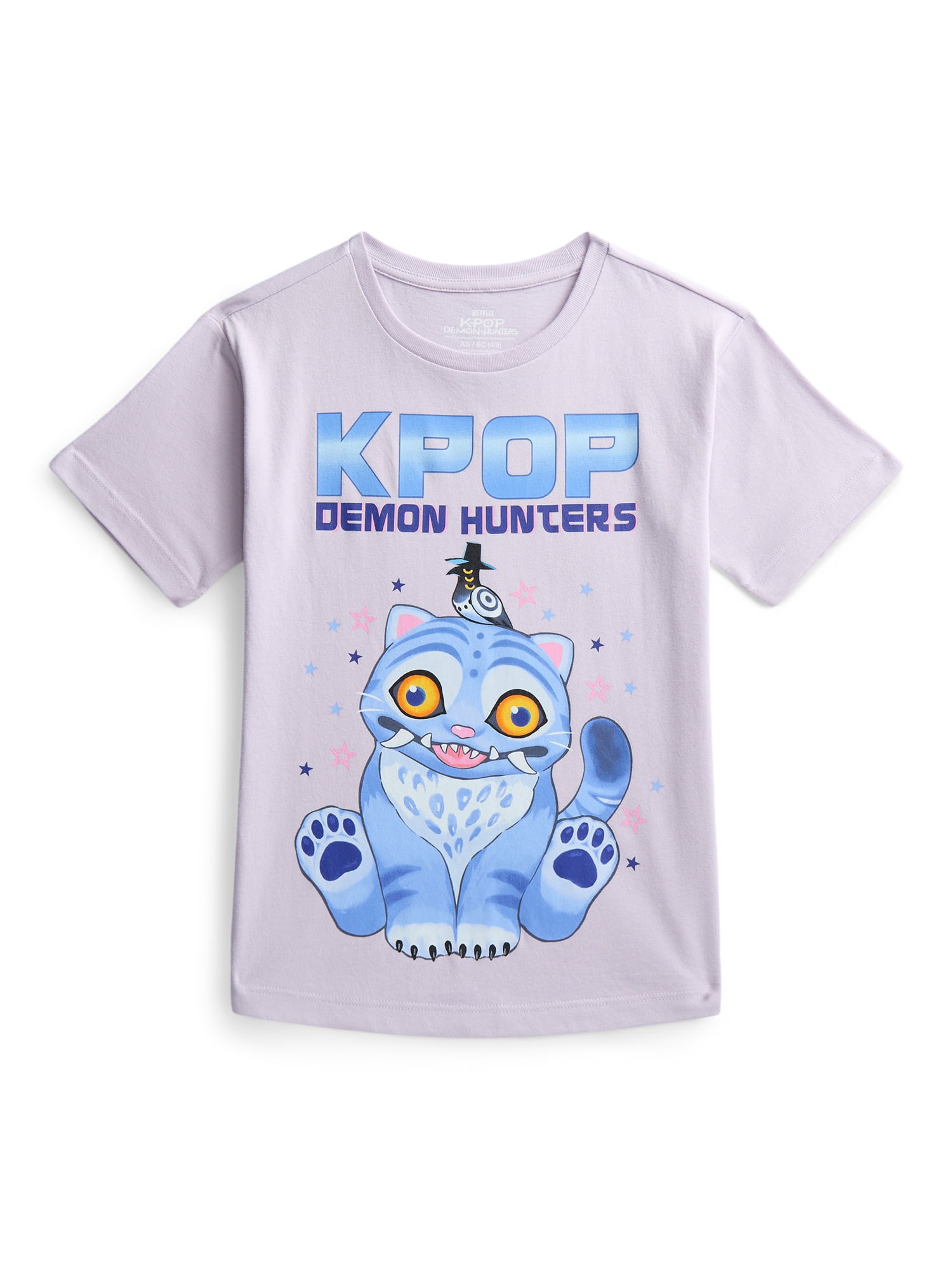 KPop Demon Hunters Girls Derpy Graphic Tee with Short Sleeves, Sizes 4-16
