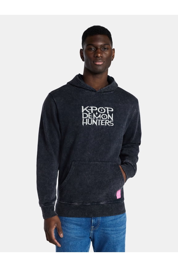 K-Pop Demon Hunters, Men's & Big Men's Graphic Hoodie with Overshoulder Print, Sizes XS-5XL