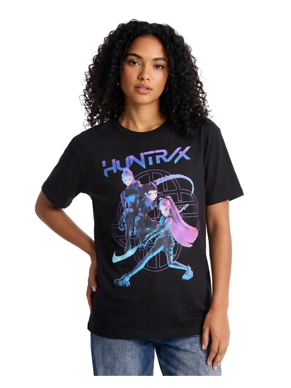 K-Pop Demon Hunters Shirt Women's Huntrix Honmoon Outline Logo Short Sleeve Tee