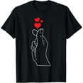 thumbnail image 1 of K-Pop Finger Heart Hand Sign Gift Korea Music Heart Fans T-Shirt, 1 of 5