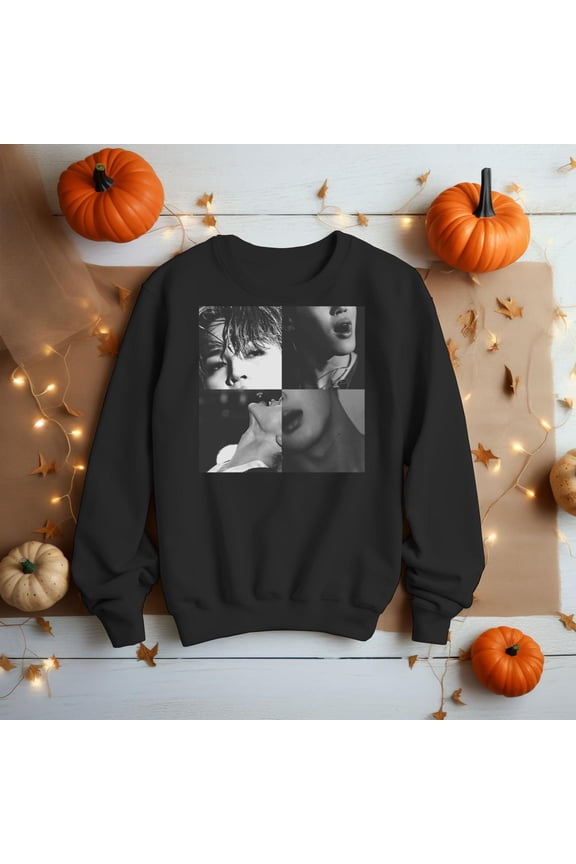 K-Pop Idol Collage Graphic Tee, Retro Korean Pop Style Shirt New Instock-TH3813