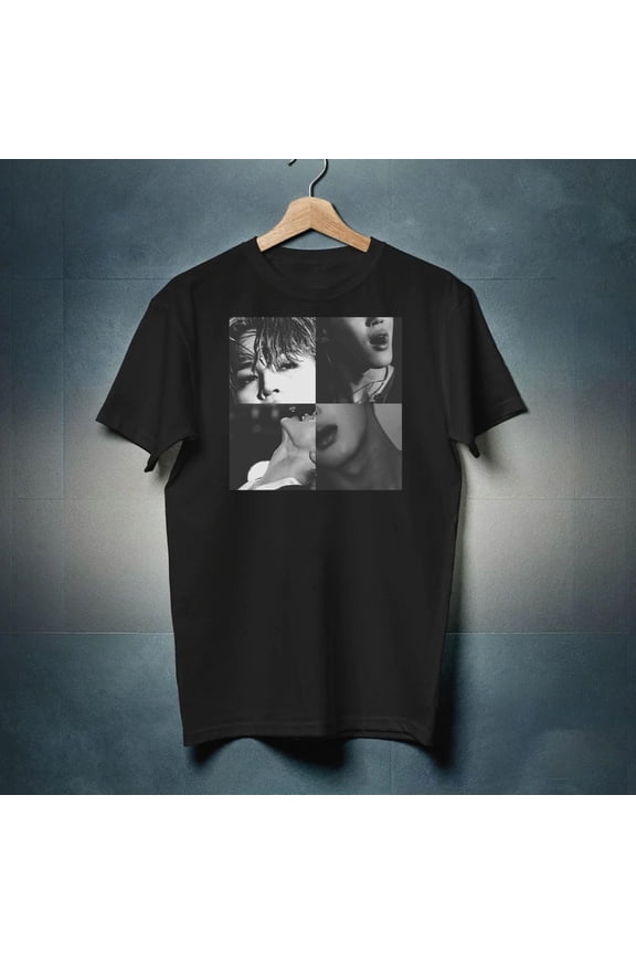 K-Pop Idol Collage Graphic Tee, Retro Korean Pop Style Shirt New Instock-TH3813