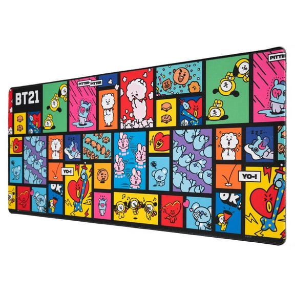 K Pop Kawaii Mouse Pad XXL 31.5" x 13.78" Non-Slip Rubber Base Mouse Pad, Gaming Mouse Pad, Keyboard Mouse Mat, BT21 Mouse Mat