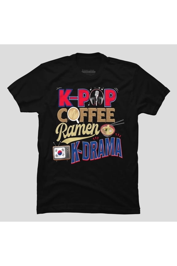 K-Pop Merchandise Gift Coffee Ramen Korean Drama Music H10002 Unisex T-Shirt, Up to 5XL Available