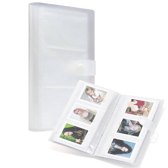 168-Pocket Portable PVC Photocard Album 3.6x2.6in Semi-Transparent Snap Closure Fits Polaroid Mini Wallet-Size Photos K-Pop Baseball Basketball Cards
