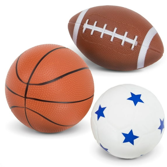 K-Roo Sports Mini Sports Pack: Inflatable Football, Soccer Ball, Basketball in Mini Mesh Bag