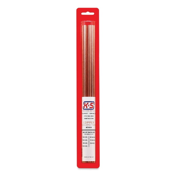 K&S Telescopic Tubing - Copper, Telescoping Tubing Assortment, Pkg of 7, 12"