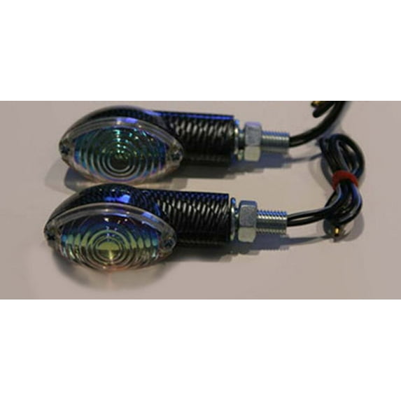 K&S Technologies Ultra-Small Mini-Stalk Marker Lights, Carbon Fiber Housing, Rainbow Lens, Amber LED, Sold in Pairs (25-8362)