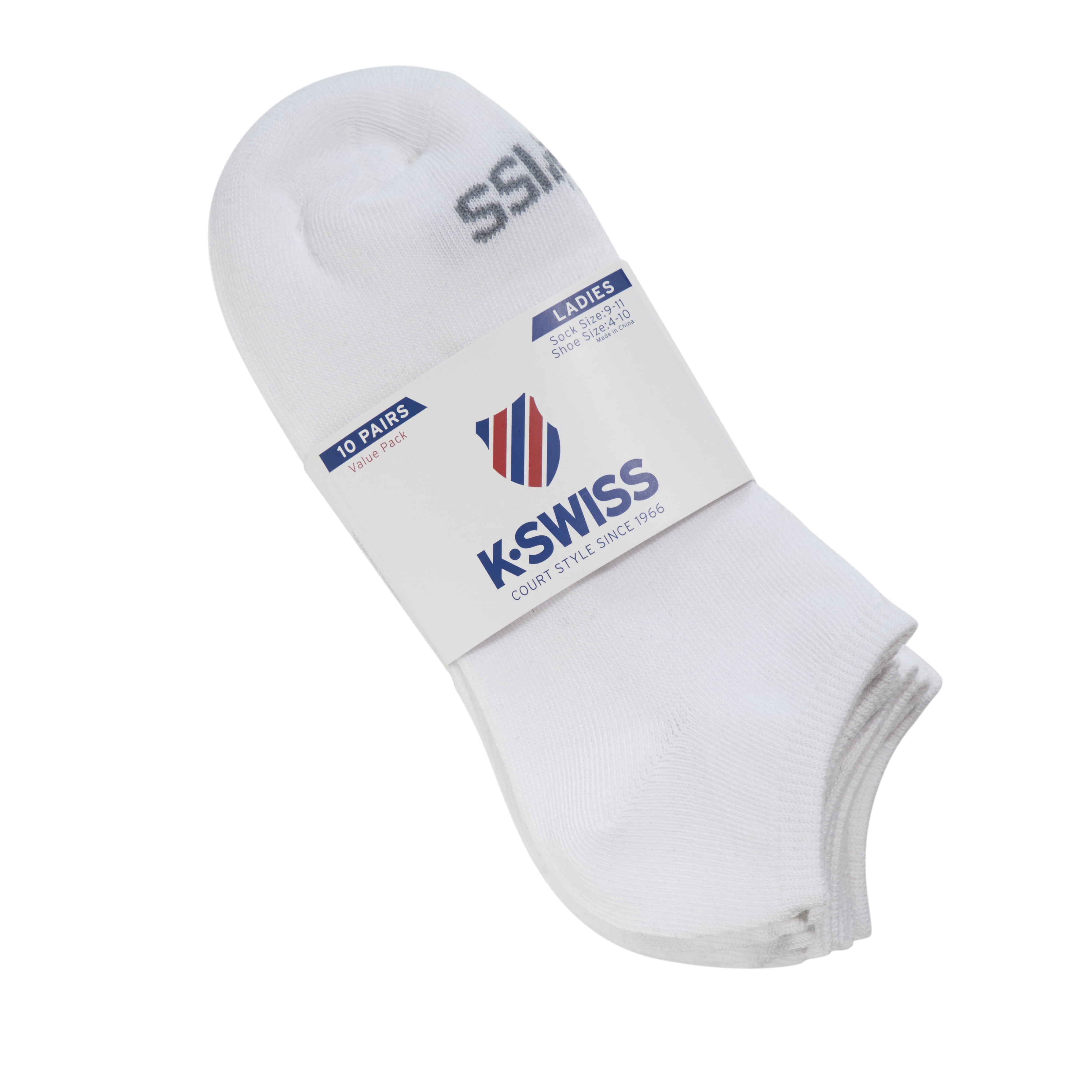 K Swiss Low Cut Sports Running Cushioned Athletic Socks for Women 10 Pack White Women s Size Medium