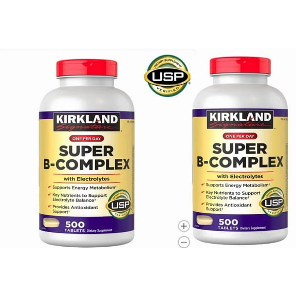 K. Signature Super B-Complex with Electrolytes, 500 Tablets each bottle - Pack of two bottles.