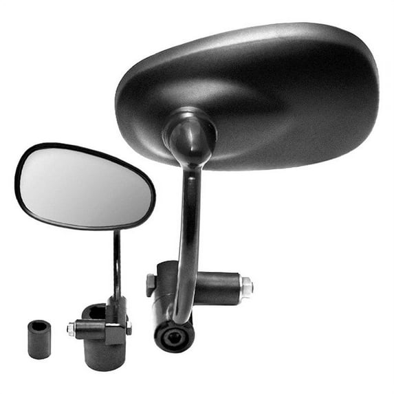 K Source 920034 - 4-1/8" x 2-1/2" Foldaway Left Side Oval Matte Black Mirror