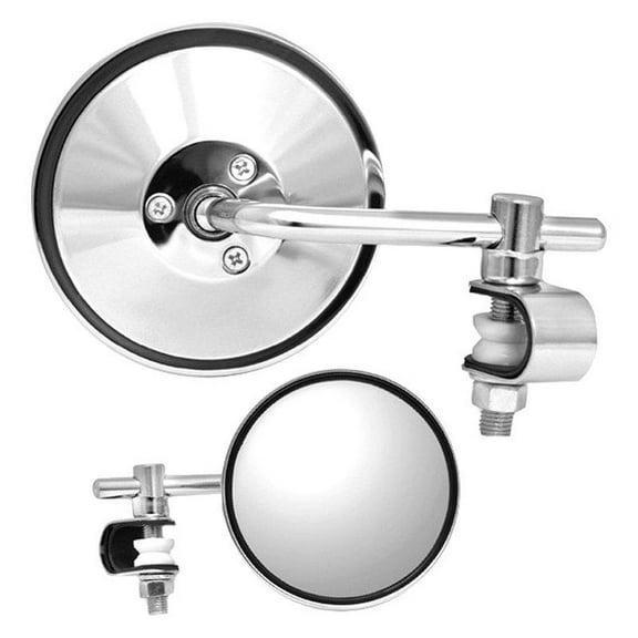 K Source 951034 - 3-7/8" Foldaway Left Side Round Clamp Chrome Mirror
