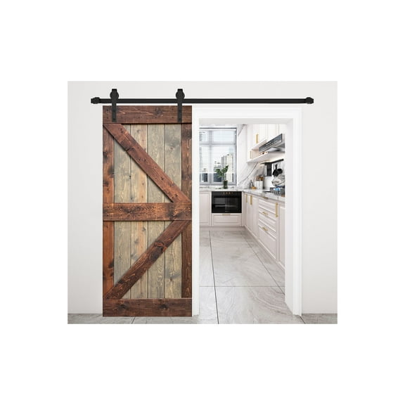 K Style Series 36in.X 84in.Brown/Walnut Finished DIY Solid Wood Sliding Barn Door Slab - Hardware Track NOT Included