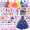 thumbnail image 1 of 101 Pcs Doll Clothes and Accessories Ramdom Style Gift Box Package, 5 Wedding Gowns 2 Fashion Dresses 2 Casual Outfit 2 Swimsuits 67 Accessories for 11.5 inch Doll Clothes for Age 3-10, 1 of 7