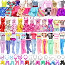 K.T. Fancy 39 Pcs Doll Clothes and Accessories 3 Fashion Dresses 10 Slip Dresses 3 Tops 3 Pants 10 Necklaces 10 Shoes Fashion Casual Outfits Perfect for 11.5 inch Dolls