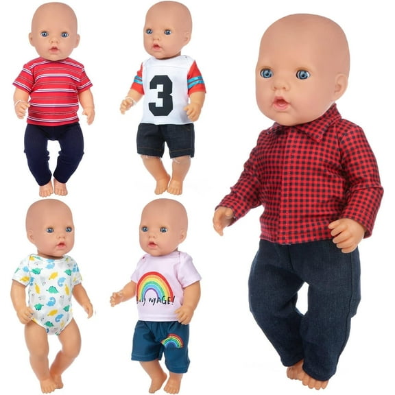 K.T. Fancy 5 Sets Baby Doll Clothes 14-18 Inch Doll Clothes Outfits Casual Wear for Baby Doll, 16 Inch Baby Doll Clothes 17 in Boy Doll Clothes 18 inch Doll