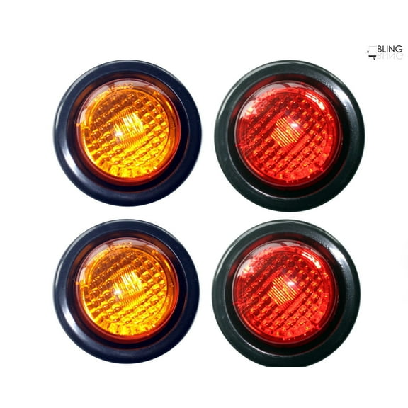 K-T Industries LED 2" Round Clearance & Marker Lights Kit 9-16V Fits Trucks & Trailers 4 Pcs