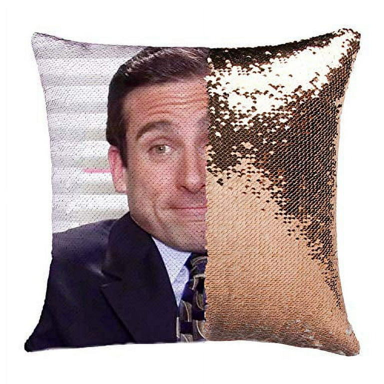 K T One The Office Dwight Mask Mermaid Sequins Pillow Cover Magic Reversible Throw Pillow Case Without Insert Change Color Decor Pillowcase 16x16