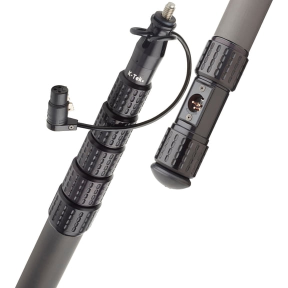K-Tek KP20CCR 20' KlassicPro Graphite 6-Section Boompole with KPCK20 Internal XLR Coiled Cable and KPCCR Side Exit