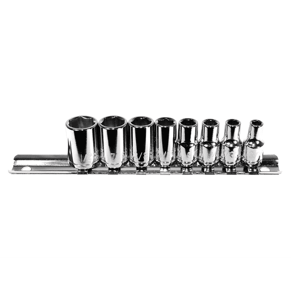 K-Tool 21100 8-pc 1/4" Drive 6pt Fractional SAE Socket Set w/ Socket Rail