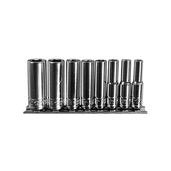 K-Tool 21200 8-pc 1/4" Drive 6-Point Fractional SAE Deep Socket Set