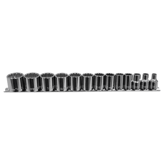 K-Tool 22501 13 Piece 3/8" Drive 12-Point Fractional SAE Shallow Socket Set