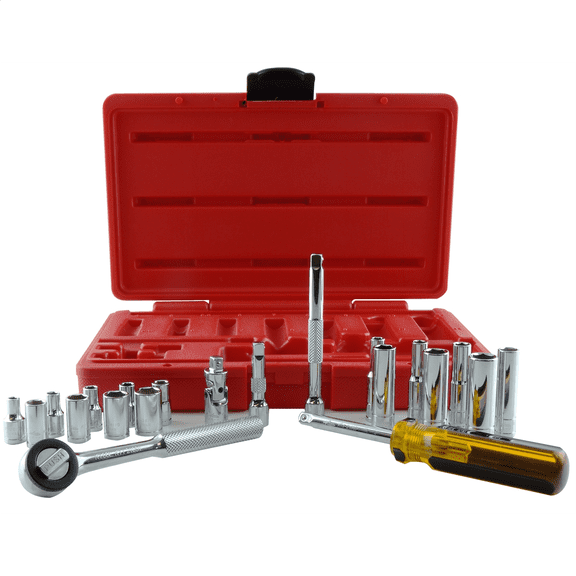 K-Tool 26000 21 Piece 1/4" Drive Metric 6-Point Chrome Socket Set